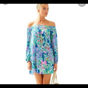 Lilly Pulitzer Adira Off Shoulder Silk Dress Small